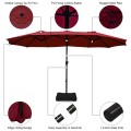 15 Feet Extra Large Patio Double Sided Umbrella with Crank and Base - Gallery View 47 of 48
