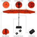 15 Feet Extra Large Patio Double Sided Umbrella with Crank and Base - Gallery View 34 of 48