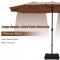 15 Feet Extra Large Patio Double Sided Umbrella with Crank and Base - Gallery View 23 of 48