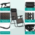 Folding Rattan Zero Gravity Lounge Chair with Removable Head Pillow - Gallery View 22 of 33