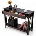 2-Tier Accent Table with Storage Shelf for Hallway Living room