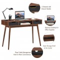 Stylish Computer Desk Workstation with 2 Drawers and Solid Wood Legs - Gallery View 12 of 24