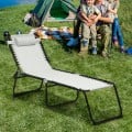 Folding Heightening Design Beach Lounge Chair with Pillow for Patio - Gallery View 7 of 22