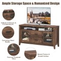 Wooden Retro TV Stand with Drawers and Tempered Glass Doors - Gallery View 12 of 12