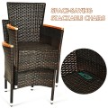 7 Pieces Garden Dining Patio Rattan Set with Cushions - Gallery View 11 of 12