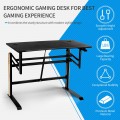 Pneumatic Height Adjustable Gaming Desk T Shaped Game Station with Power Strip Tray - Gallery View 11 of 12