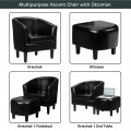 Modern Accent Tub Chair and Ottoman Set with Fabric Upholstered