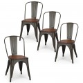 18 Inch Set of 4 Stackable Metal Dining Chair with Wood Seat - Gallery View 22 of 25