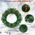 24 Inch Pre-lit Artificial Spruce Christmas Wreath