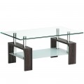 Rectangular Tempered Glass Coffee Table with Shelf - Gallery View 8 of 27