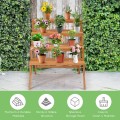 4 Tiers Wood Ladder Step Flower Pot Holder Plant Stand - Gallery View 2 of 12