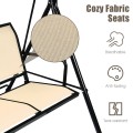 3 Person Patio Swing with Polyester Angle Adjustable Canopy and Steel Frame - Gallery View 15 of 35