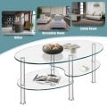 Tempered Glass Oval Side Coffee Table - Gallery View 22 of 22