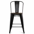 Set of 2 Copper Barstool with Wood Top and High Backrest - Gallery View 6 of 11