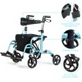 2-in-1 Adjustable Folding Handle Rollator Walker with Storage Space - Gallery View 35 of 35