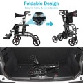2-in-1 Adjustable Folding Handle Rollator Walker with Storage Space - Gallery View 20 of 35