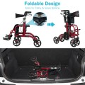 2-in-1 Adjustable Folding Handle Rollator Walker with Storage Space - Gallery View 10 of 35
