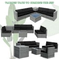 8 Piece Wicker Sofa Rattan Dining Set Patio Furniture with Storage Table - Gallery View 35 of 65