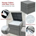 8 Piece Wicker Sofa Rattan Dining Set Patio Furniture with Storage Table - Gallery View 45 of 65