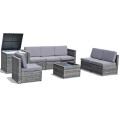 8 Piece Wicker Sofa Rattan Dining Set Patio Furniture with Storage Table - Gallery View 10 of 65