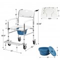 Multifunctional Rolling Commode Chair with Removable Toilet - Gallery View 4 of 23