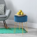 Round Velvet Ottoman Footrest Stool Side Table Dressing Chair with Metal Legs - Gallery View 24 of 29
