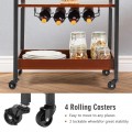 3 Tiers Kitchen Island Serving Bar Cart with Glasses Holder and Wine Bottle Rack - Gallery View 5 of 11
