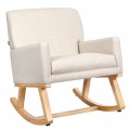 Upholstered Rocking Chair with and Solid Wood Base - Gallery View 7 of 24