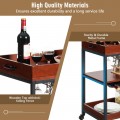 3 Tiers Kitchen Island Serving Bar Cart with Glasses Holder and Wine Bottle Rack - Gallery View 9 of 11