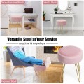 Round Velvet Ottoman Footrest Stool Side Table Dressing Chair with Metal Legs - Gallery View 18 of 29