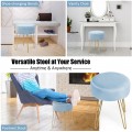 Round Velvet Ottoman Footrest Stool Side Table Dressing Chair with Metal Legs - Gallery View 2 of 29