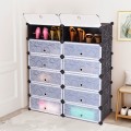 12-Cube DIY Portable Plastic Shoe Rack with Transparent Doors - Gallery View 6 of 10