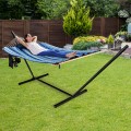 Hammock Chair Stand Set Cotton Swing with Pillow Cup Holder Indoor Outdoor - Gallery View 14 of 15