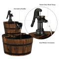 2 Tiers Outdoor Wooden Barrel Waterfall Fountain with Pump - Gallery View 6 of 10