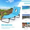 Outdoor Folding Chaise Beach Pool Patio Lounge Chair Bed with Adjustable Back and Hole