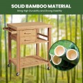 Bamboo Kitchen Trolley Cart with Tower Rack and Drawers - Gallery View 5 of 10