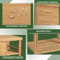 Bamboo Kitchen Trolley Cart with Tower Rack and Drawers - Gallery View 10 of 10