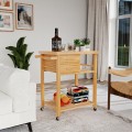 Bamboo Kitchen Trolley Cart with Tower Rack and Drawers - Gallery View 1 of 10
