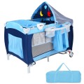 Foldable Baby Crib Playpen w/ Mosquito Net and Bag - Gallery View 8 of 22