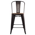 Set of 4 Industrial Metal Counter Stool Dining Chairs with Removable Backrest - Gallery View 2 of 23