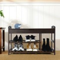 3-Tier Bamboo Shoe Bench Entryway Storage Rack with Openable Seat - Gallery View 13 of 23