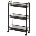 3-Tier Mesh Rolling Cart Mobile Organizer Stand Utility Cart Trolley - Gallery View 3 of 12