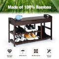 3-Tier Bamboo Shoe Bench Entryway Storage Rack with Openable Seat - Gallery View 17 of 23