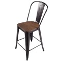 Set of 4 Industrial Metal Counter Stool Dining Chairs with Removable Backrest - Gallery View 1 of 23