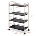 4 Tiers Rolling Storage Cart Utility Trolley - Gallery View 4 of 12