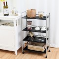 4 Tiers Rolling Storage Cart Utility Trolley - Gallery View 6 of 12