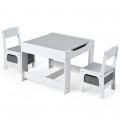 Kids Table Chairs Set With Storage Boxes Blackboard Whiteboard Drawing - Gallery View 13 of 35