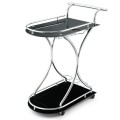 Glass Serving Cart with Metal Frame and 2 Tempered Glass Shelves