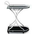 Glass Serving Cart with Metal Frame and 2 Tempered Glass Shelves