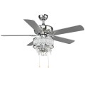 52 Inch Crystal Ceiling Fan Lamp with 5 Reversible Blades - Gallery View 9 of 20